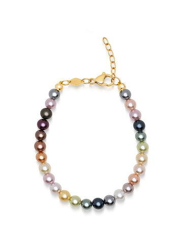 Nialaya Women's Beaded Bracelet Women's Rainbow Pearl Bracelet
